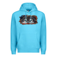 Ocean Blue Wolf eyes american flag Premium Hoodie - RanaPortraitStore