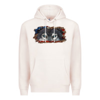 Pale Pink Wolf eyes american flag Premium Hoodie - RanaPortraitStore