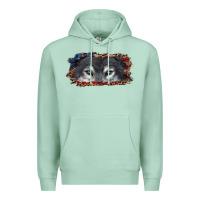 Seafoam Wolf eyes american flag Premium Hoodie - RanaPortraitStore