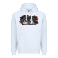 White Wolf eyes american flag Premium Hoodie - RanaPortraitStore