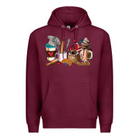 Burgundy bakery coffee cups Premium Hoodie - AdoDesignShop