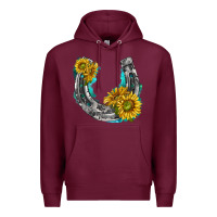 Burgundy horseshoe cowhide and sunflowers Premium Hoodie - texasbilliewilder