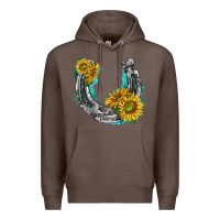 Coffee horseshoe cowhide and sunflowers Premium Hoodie - texasbilliewilder