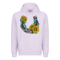 Lilac horseshoe cowhide and sunflowers Premium Hoodie - texasbilliewilder