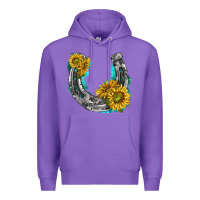 Purple horseshoe cowhide and sunflowers Premium Hoodie - texasbilliewilder