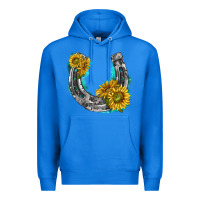 True Royal horseshoe cowhide and sunflowers Premium Hoodie - texasbilliewilder