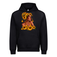 Black Afro American woman sunflowers Urban Hoodie - RanaPortraitStore
