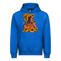 Cobalt Afro American woman sunflowers Urban Hoodie - RanaPortraitStore