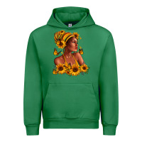 Emerald Afro American woman sunflowers Urban Hoodie - RanaPortraitStore