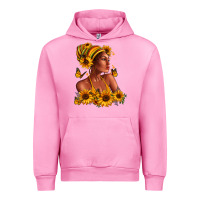 Fuchsia Pink Afro American woman sunflowers Urban Hoodie - RanaPortraitStore