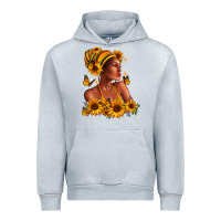 Heather Grey Afro American woman sunflowers Urban Hoodie - RanaPortraitStore