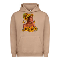 Pigment Burro Afro American woman sunflowers Urban Hoodie - RanaPortraitStore