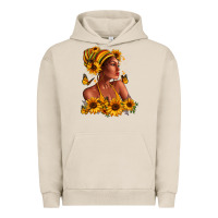 Pigment French Oak Afro American woman sunflowers Urban Hoodie - RanaPortraitStore