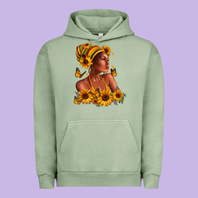 Afro American Woman Sunflowers Urban Hoodie Designed By Ranaportraitstore