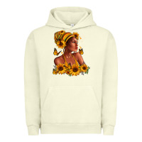 Pigment Pistachio Afro American woman sunflowers Urban Hoodie - RanaPortraitStore