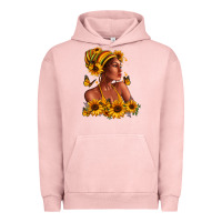 Pigment Salmon Afro American woman sunflowers Urban Hoodie - RanaPortraitStore