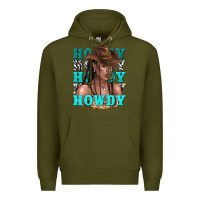 Army Green howdy howdy black girl Premium Hoodie - texasbilliewilder