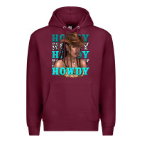 Burgundy howdy howdy black girl Premium Hoodie - texasbilliewilder