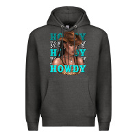 Charcoal Heather howdy howdy black girl Premium Hoodie - texasbilliewilder