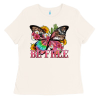 Be Free With Butterfly And Cactus Flowers Ladies Tee | Teevron