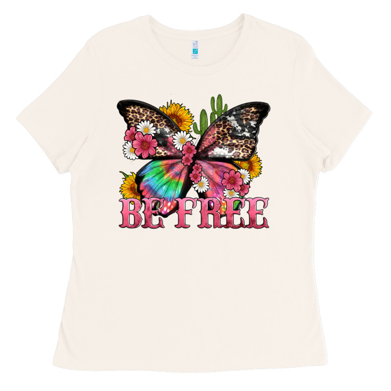 Be Free With Butterfly And Cactus Flowers Ladies Tee by Artiststas | Teevron