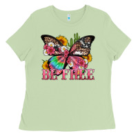 Matcha be free with butterfly and cactus flowers Ladies Tee - Artiststas