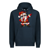 Navy dabbing santa with christmas lights Premium Hoodie - Zillion Design Studio