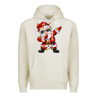 Oatmeal Heather dabbing santa with christmas lights Premium Hoodie - Zillion Design Studio