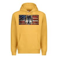 Mustard Wolf with american flag and leopard Premium Hoodie - RanaPortraitStore