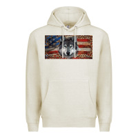 Oatmeal Heather Wolf with american flag and leopard Premium Hoodie - RanaPortraitStore
