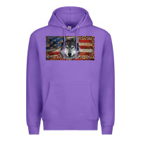 Purple Wolf with american flag and leopard Premium Hoodie - RanaPortraitStore