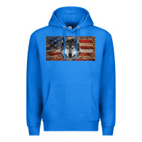 True Royal Wolf with american flag and leopard Premium Hoodie - RanaPortraitStore
