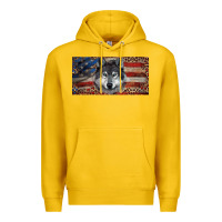 Lemon Wolf with american flag and leopard Premium Hoodie - RanaPortraitStore