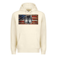 Sandshell Wolf with american flag and leopard Premium Hoodie - RanaPortraitStore