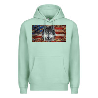 Seafoam Wolf with american flag and leopard Premium Hoodie - RanaPortraitStore