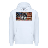 White Wolf with american flag and leopard Premium Hoodie - RanaPortraitStore