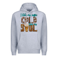 Heather Grey i like my coffee cold like my soul Premium Hoodie - texasbilliewilder
