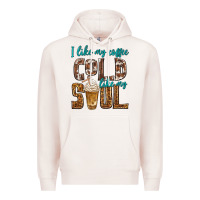 Pale Pink i like my coffee cold like my soul Premium Hoodie - texasbilliewilder