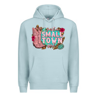 Blue Mist just a small town girl cowgirl boots Premium Hoodie - texasbilliewilder