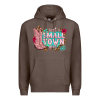 Coffee just a small town girl cowgirl boots Premium Hoodie - texasbilliewilder