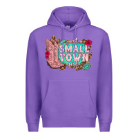 Purple just a small town girl cowgirl boots Premium Hoodie - texasbilliewilder