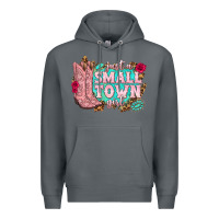 Rock just a small town girl cowgirl boots Premium Hoodie - texasbilliewilder