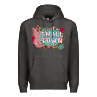 Charcoal Heather just a small town girl cowgirl boots Premium Hoodie - texasbilliewilder