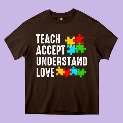 Teach Accept Understand Love Heavy Core Tee Designed By Cowhidedigitalart