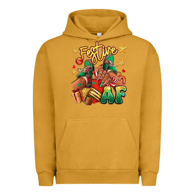 Festive Af Christmas Black Girl Sneakers Urban Hoodie by RanaPortraitStore | Teevron