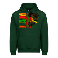 Forest Green I am black history Afro American woman Urban Hoodie - RanaPortraitStore