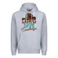 Heather Grey long live cowboys Premium Hoodie - texasbilliewilder