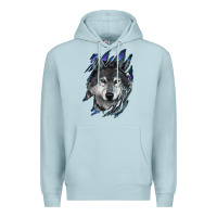 Blue Mist Wolf scratch mark Premium Hoodie - RanaPortraitStore