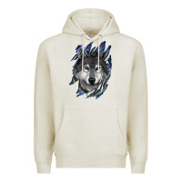 Oatmeal Heather Wolf scratch mark Premium Hoodie - RanaPortraitStore