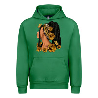 Emerald Gold roses afro woman Urban Hoodie - RanaPortraitStore
